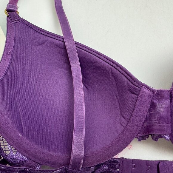 Lily of France Lace Bra Size 34B Purple - Picture 6 of 7